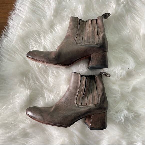 Freebird by Steven | FB Womens Dane Brown Leather Heeled Booties Boots Pull-On 7 - Picture 7 of 9